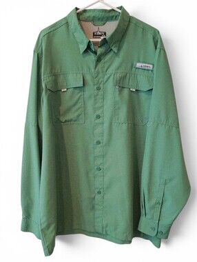 Habit Long Sleeve River Fishing Shirt Vented UPF 40+ Green Size XL